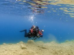 Mr Haslam in the shallows at Capernwray.
Sunny day, May ... by Mark Thomas 